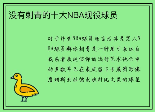 没有刺青的十大NBA现役球员