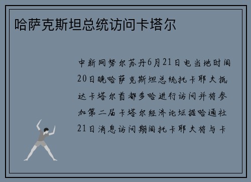 哈萨克斯坦总统访问卡塔尔
